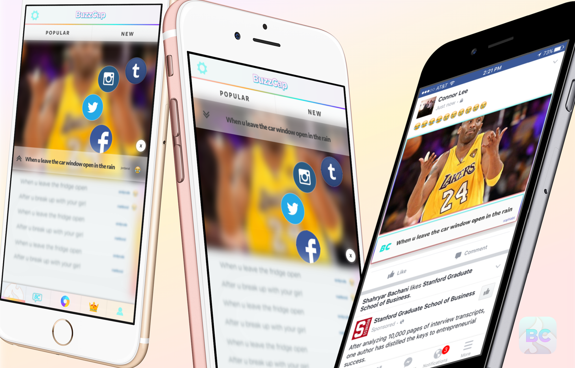 BuzzCap mobile product mockups