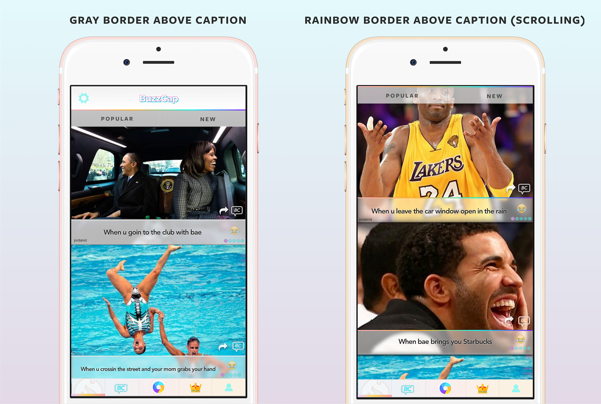 BuzzCap detailed caption-view options