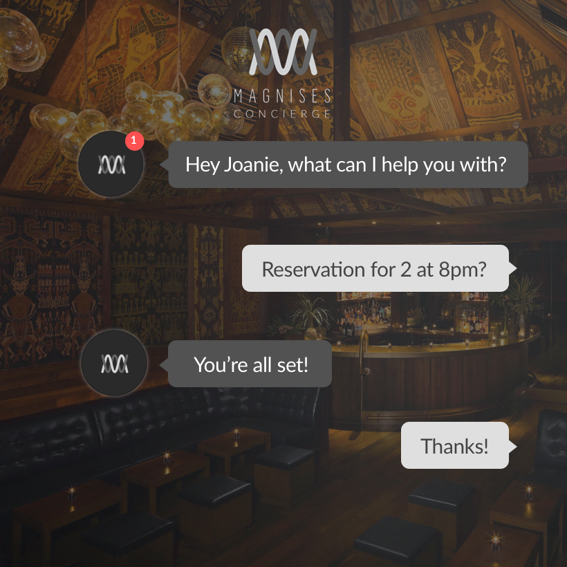Magnises conversational concierge making a reservation