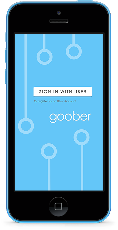Goober Uber sign-in screen from MHacks IV