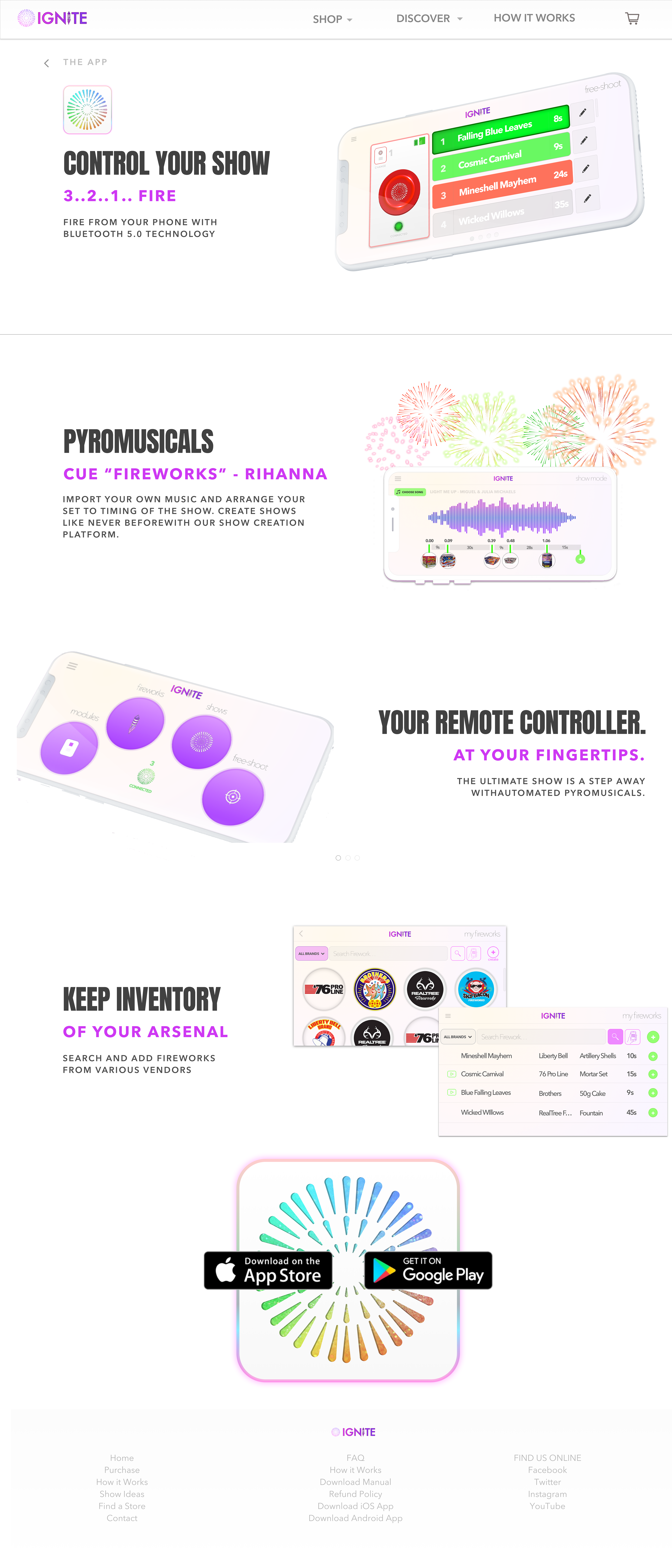 IGNITE product page explaining app-based show control