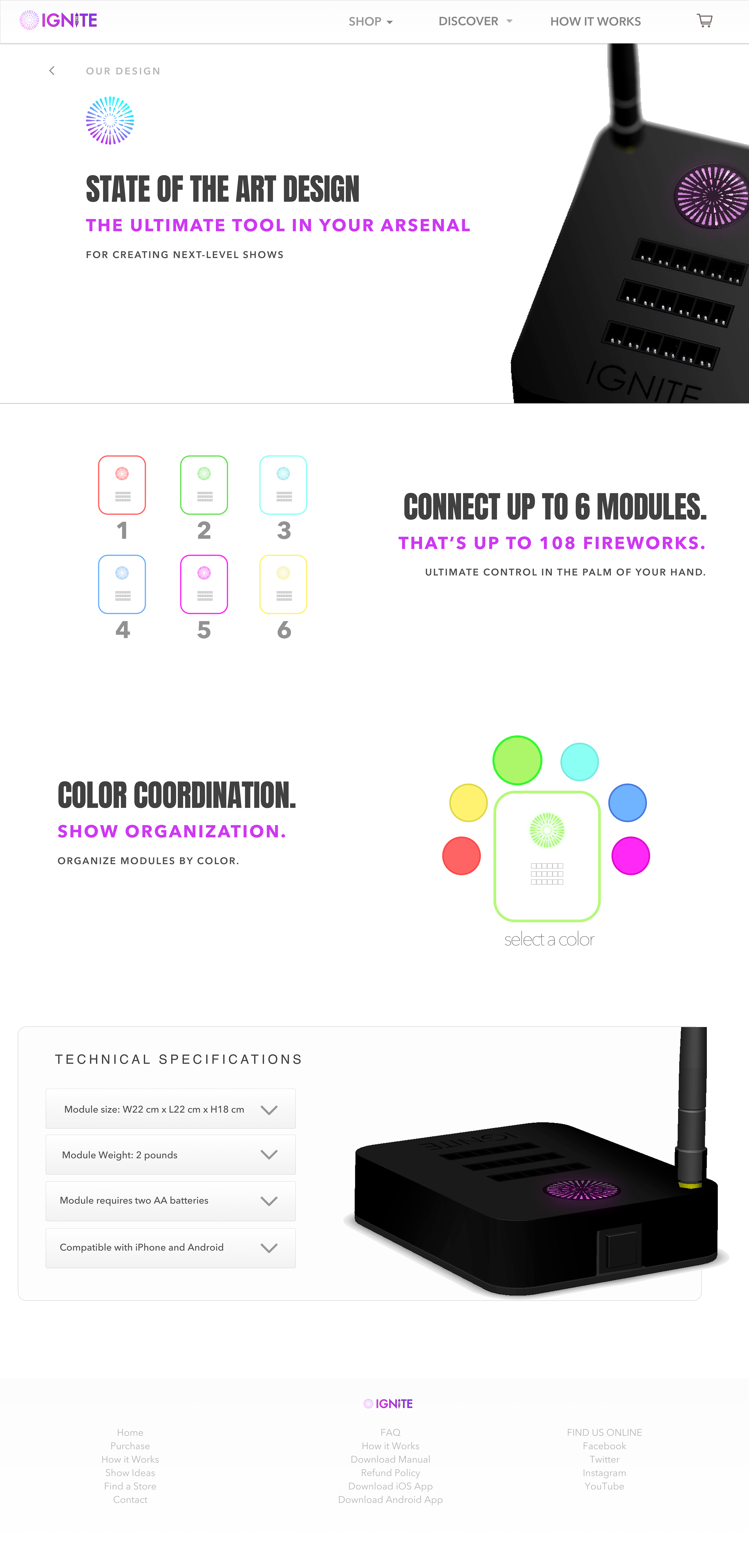 IGNITE physical module industrial-design system and color coordination