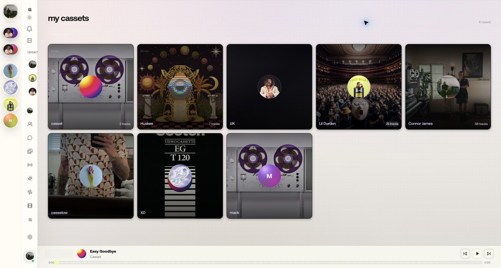My Cassets library showing a collection of visually distinct artist apps
