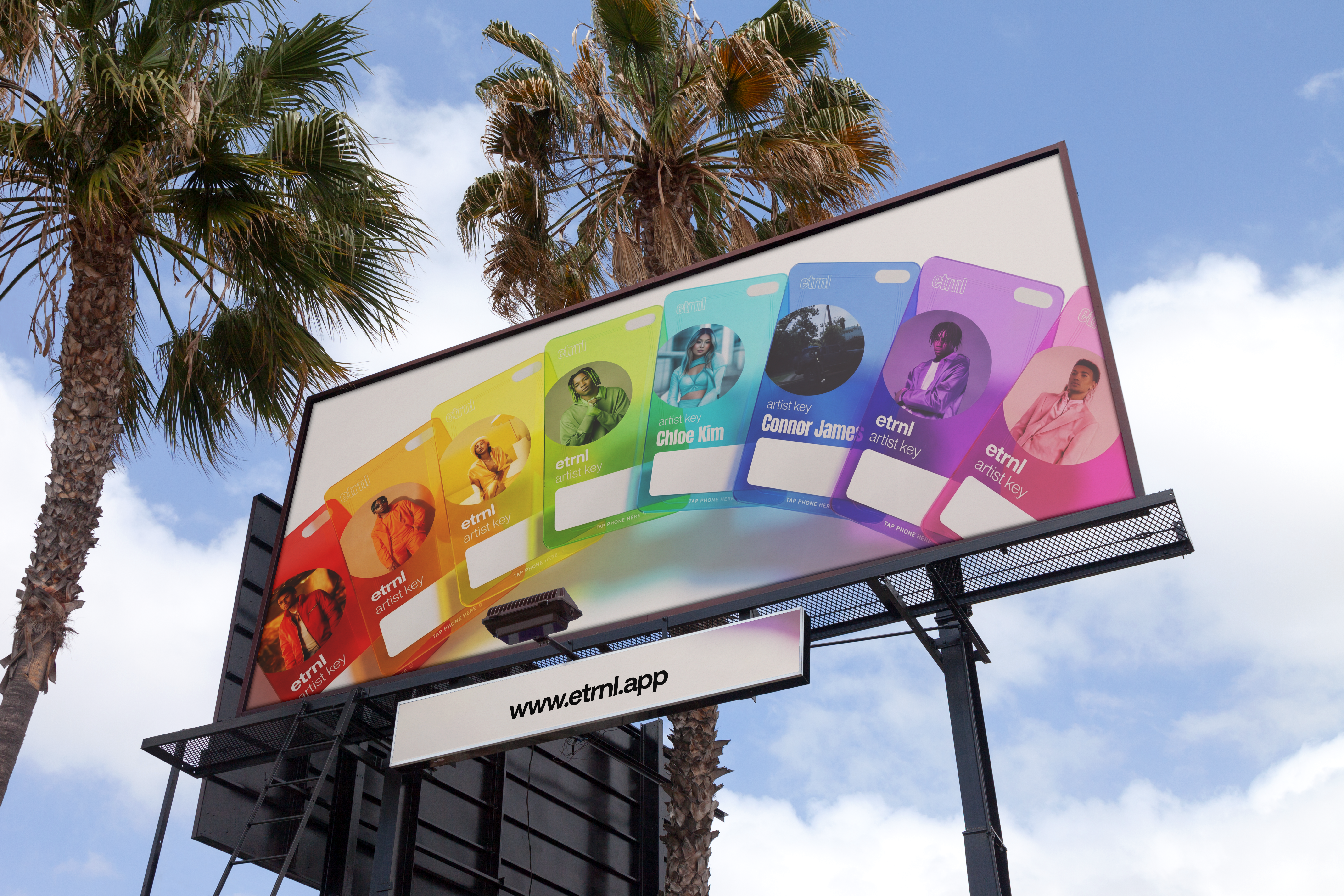 ETRNL billboard — artist key cards