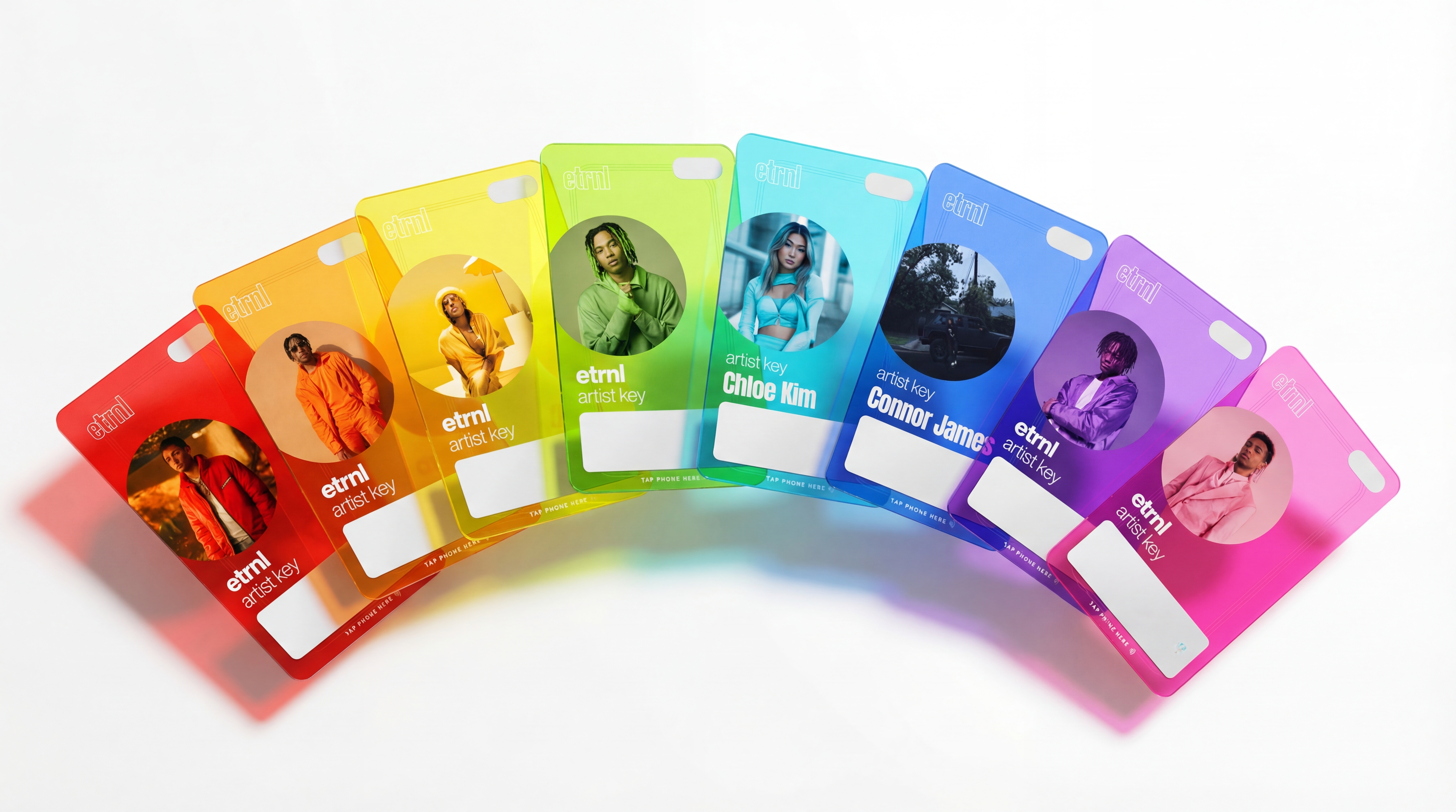 ETRNL artist key cards — rainbow spectrum