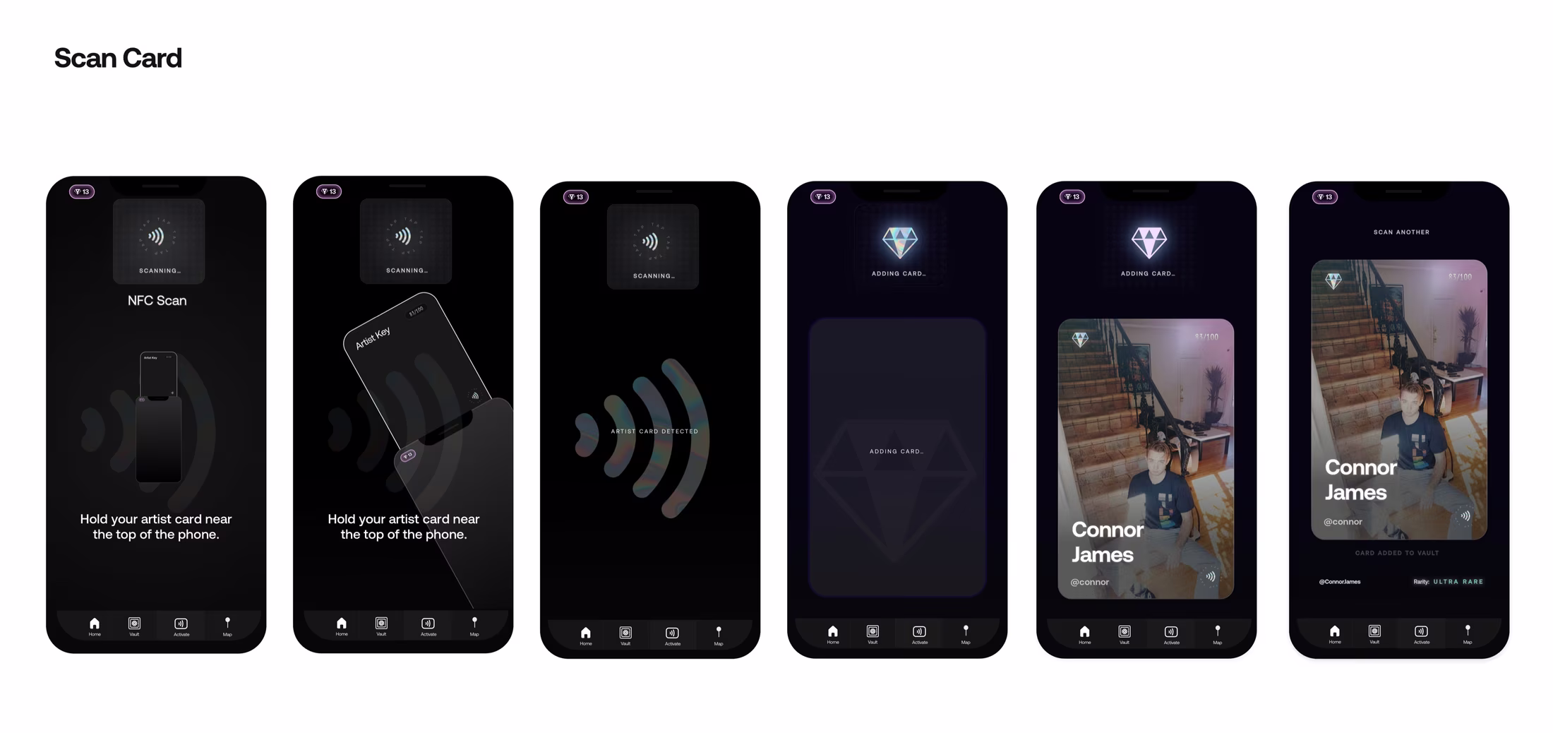 ETRNL activation sequence from NFC scan to signed Artist Key reveal