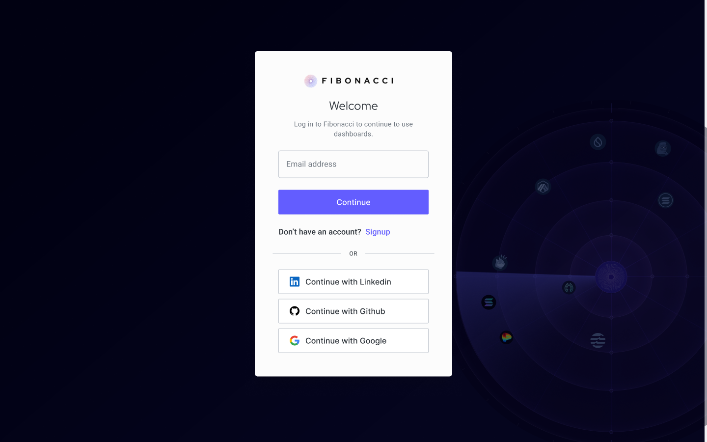 Fibonacci authentication start screen