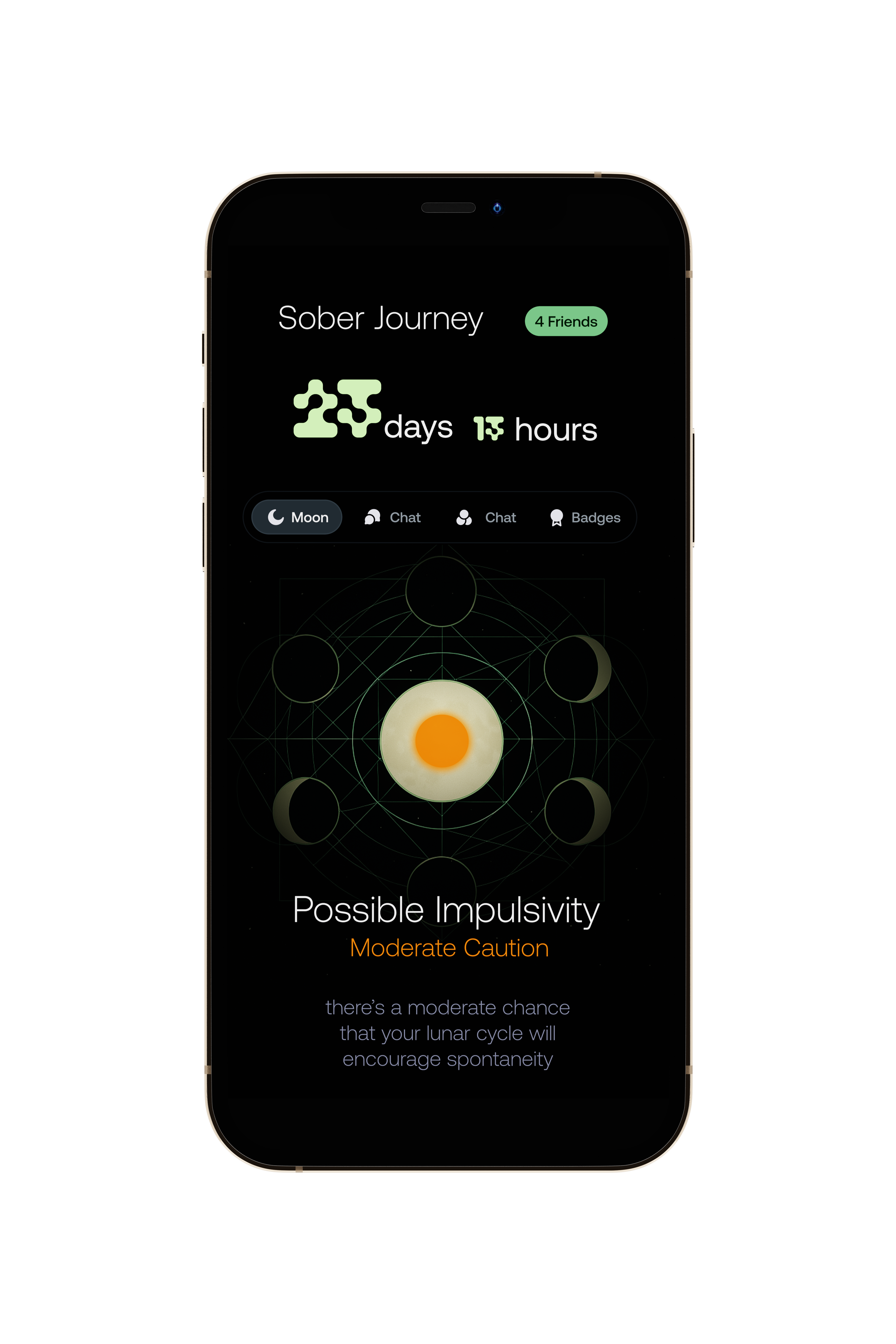 Habit Halo Sober Journey home screen with streak progress and friends