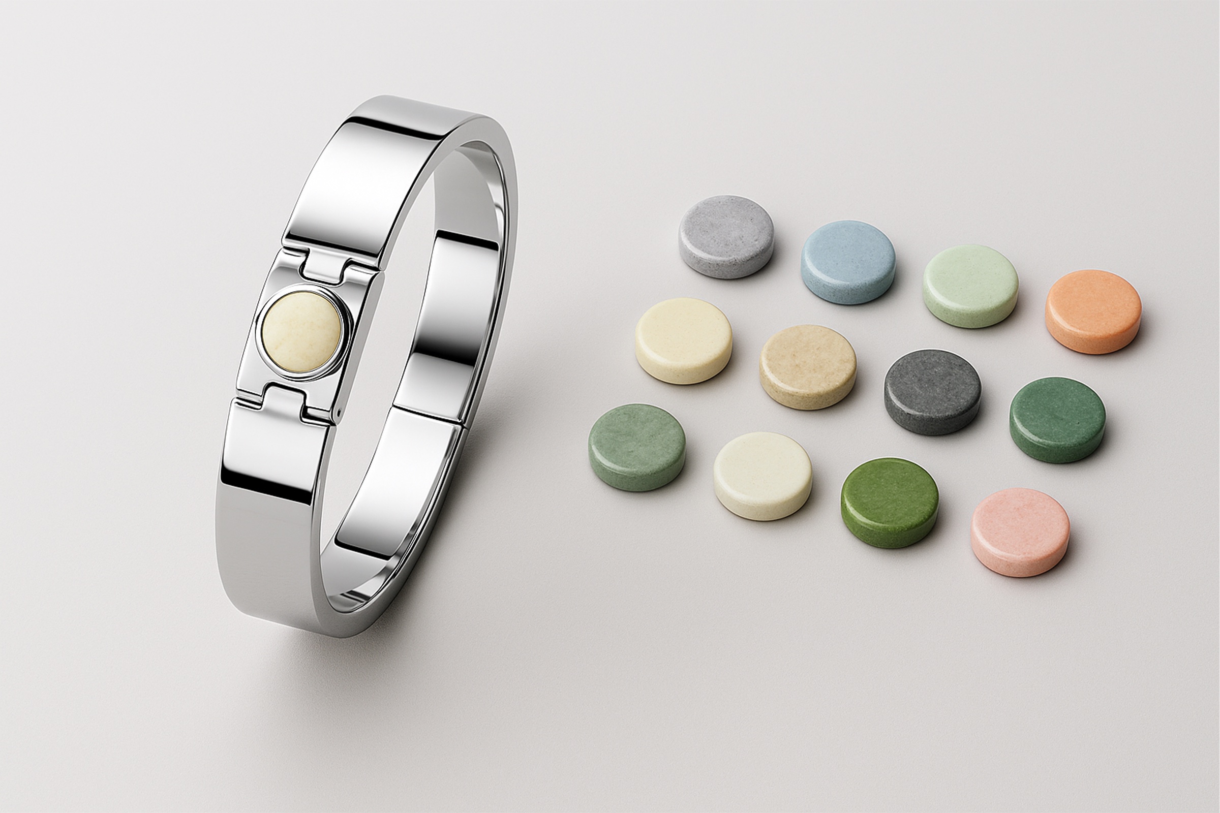 Habit Halo wearable bracelet with interchangeable milestone stone inserts