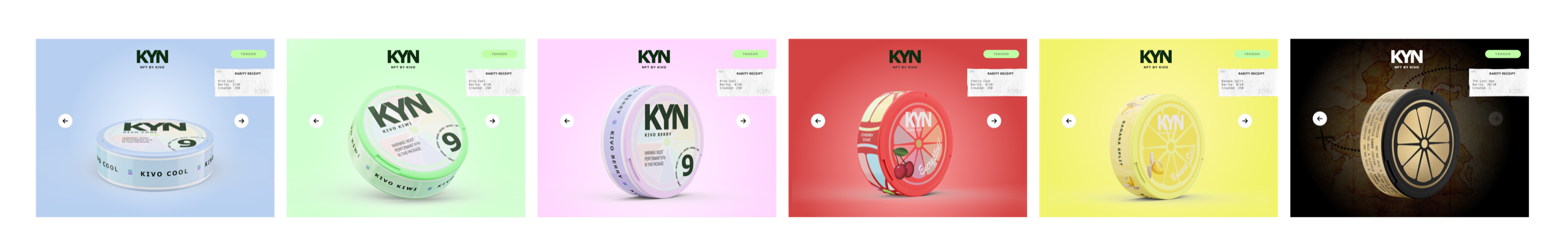 Complete KYN six-object collectible lineup
