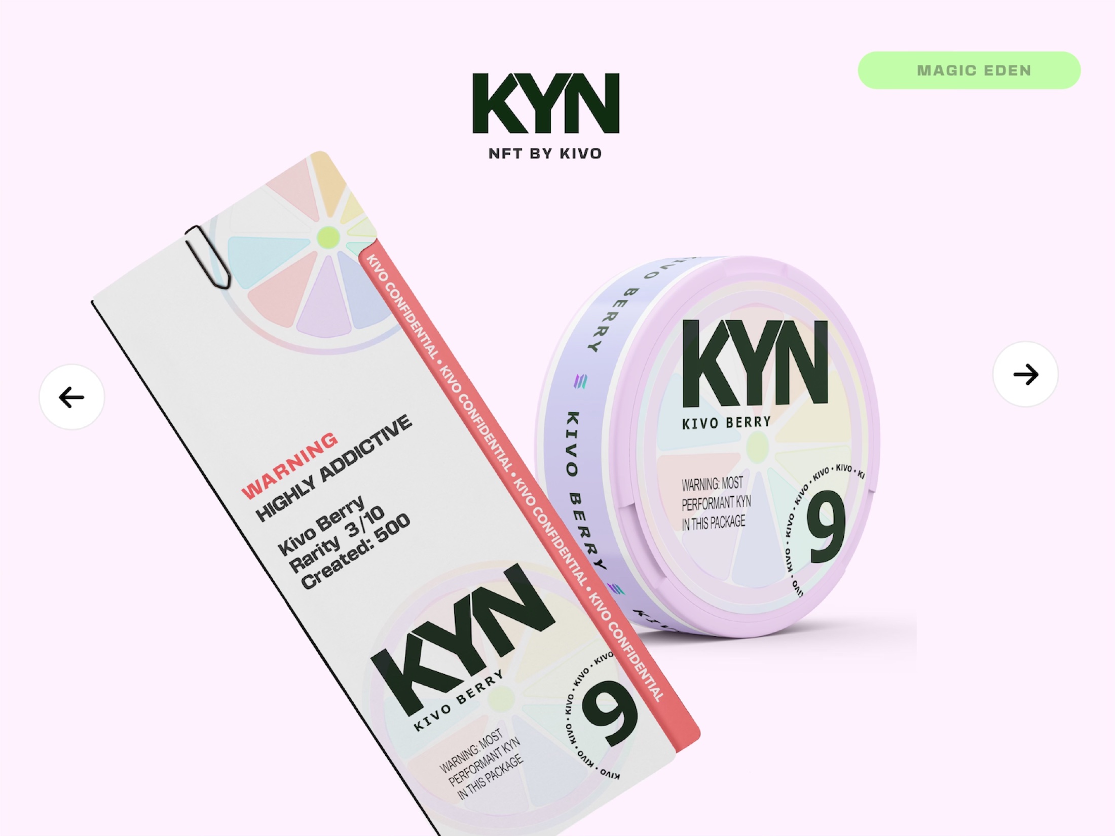 KYN Kivo Berry collectible and confidential package system