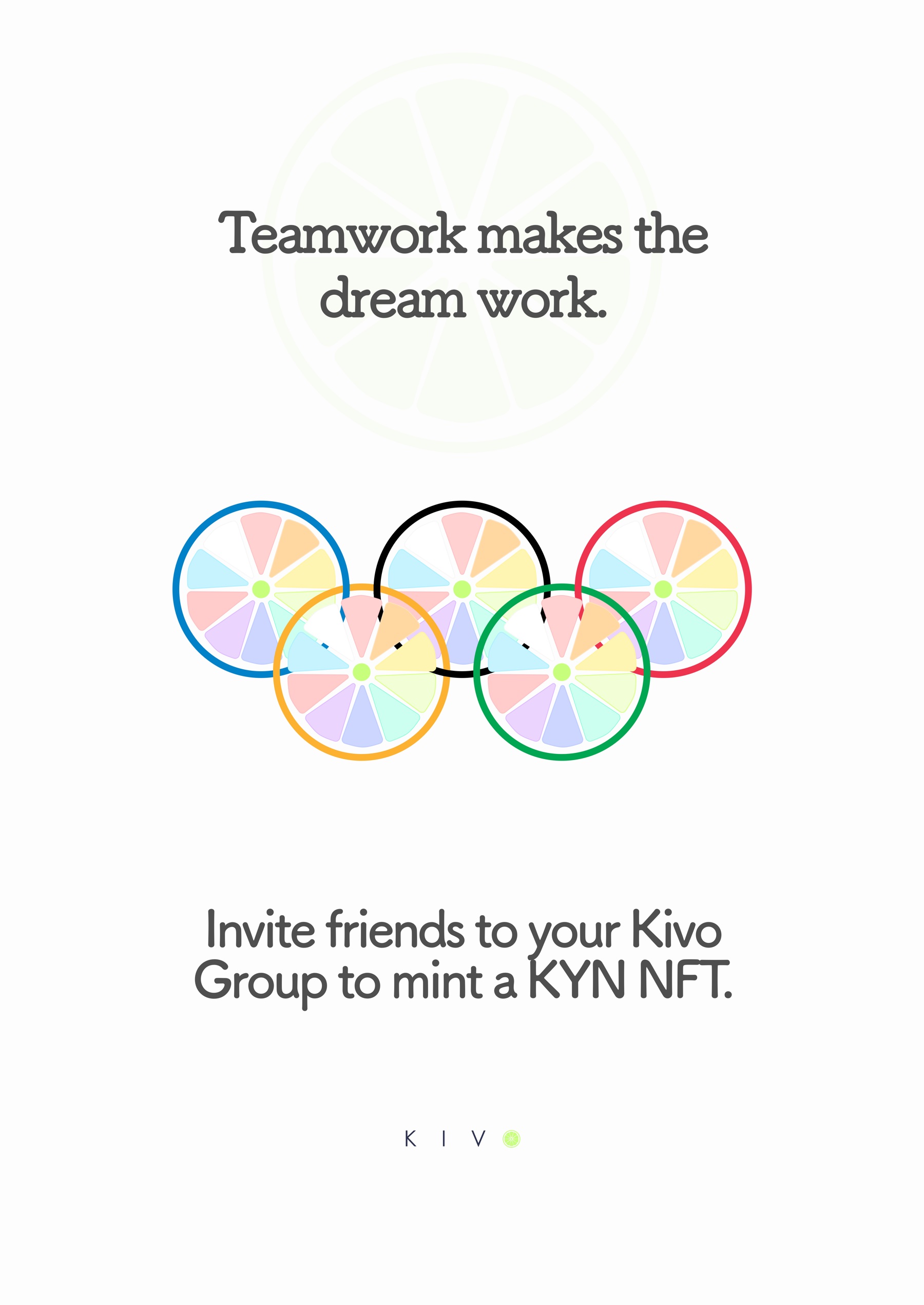 Kivo campaign poster inviting friends to mint a KYN collectible