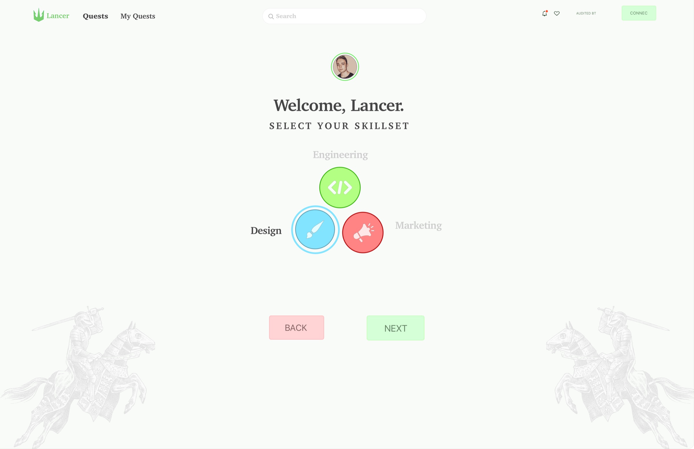 Lancer skill-selection onboarding