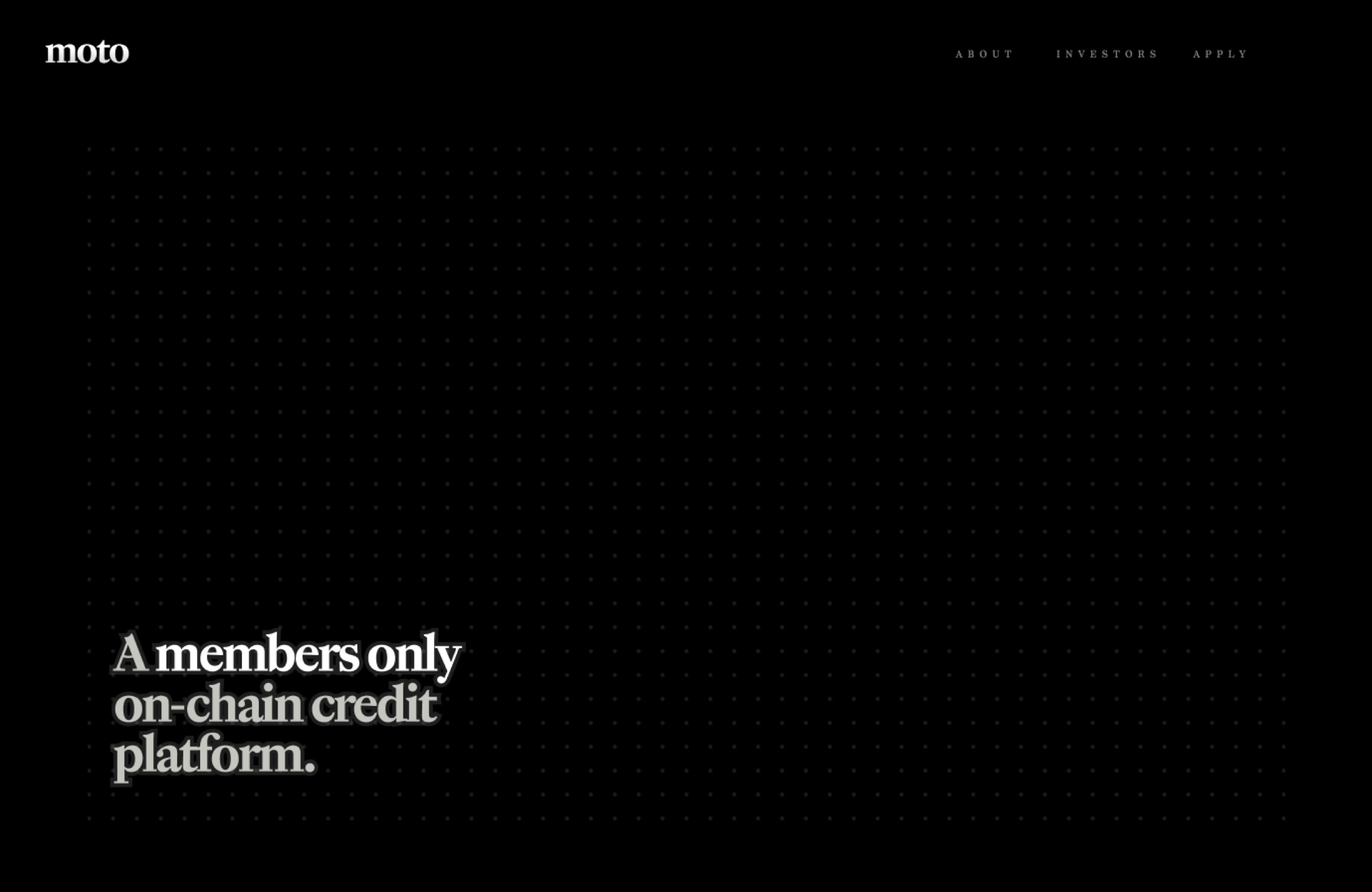 moto dark landing - a members only on-chain credit platform