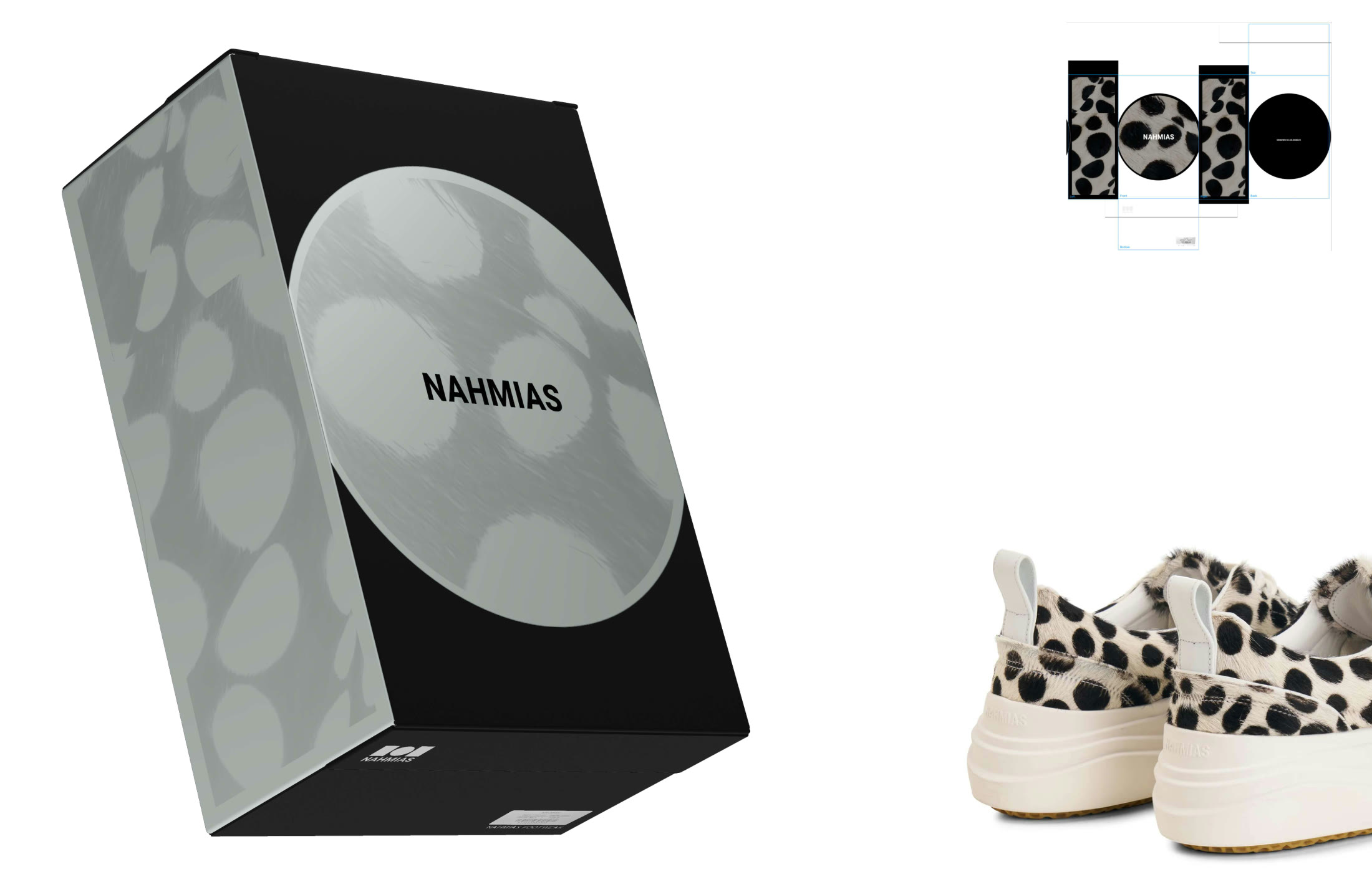 Nahmias shoebox packaging with sneakers