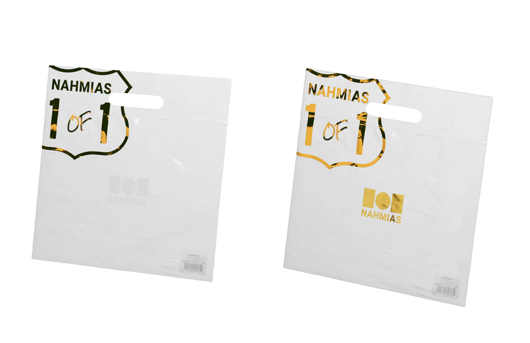 Nahmias “1 of 1” garment tags