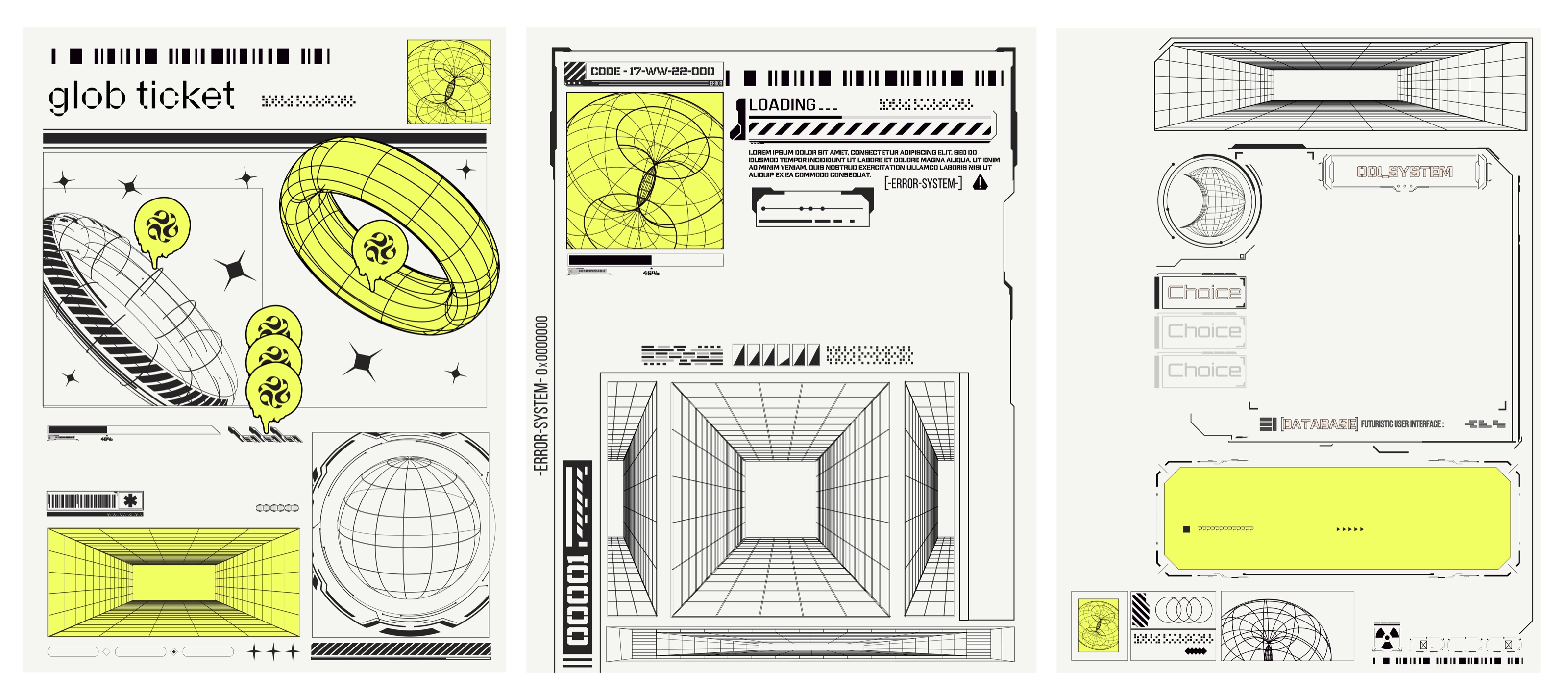 Shaga Glob raffle-ticket graphic system and modular layouts