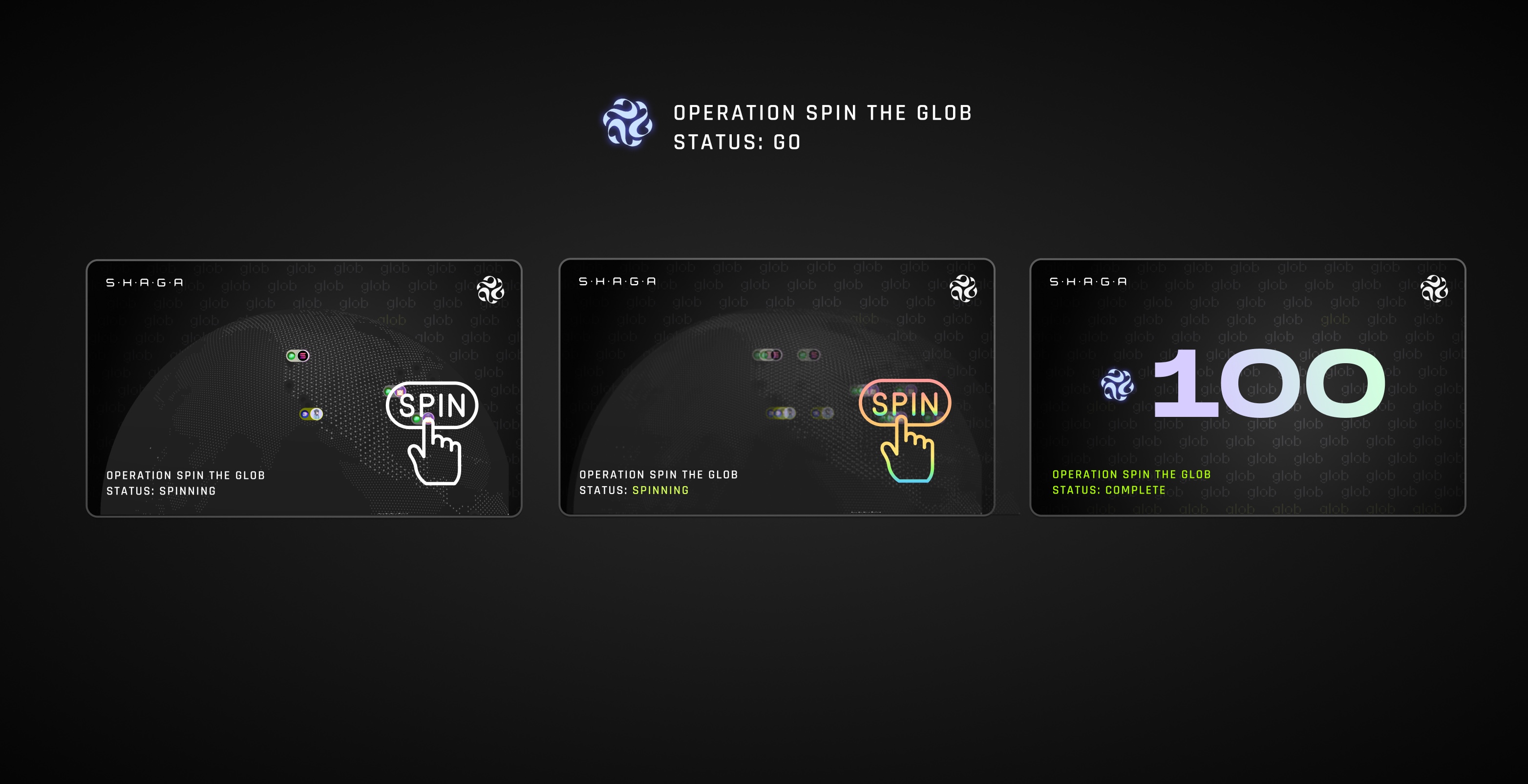 Operation Spin the Glob daily action progressing from spin to reward