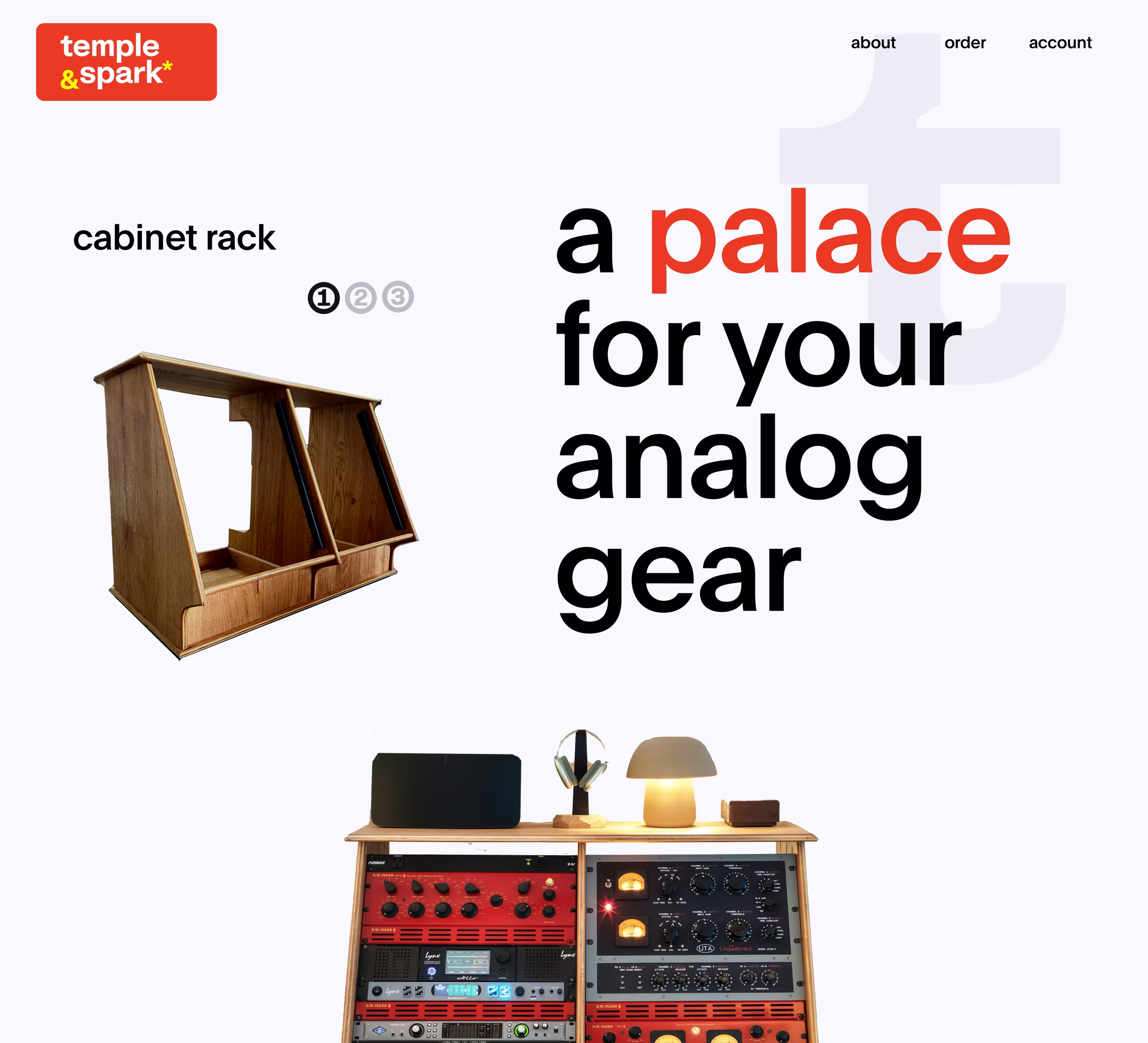 Temple & Spark cabinet and rack product presentation