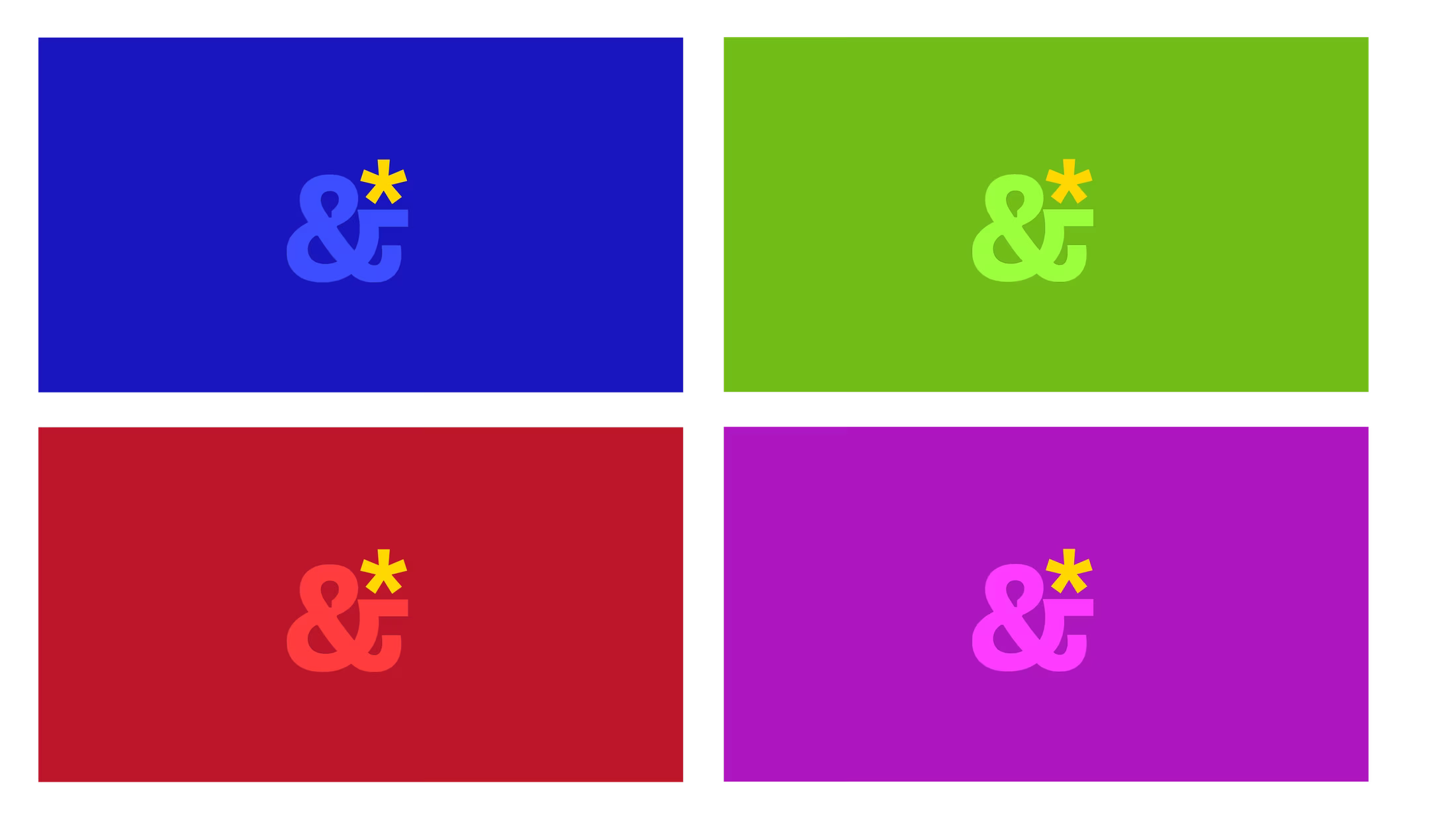 Temple & Spark ampersand-and-asterisk monogram across the brand color palette
